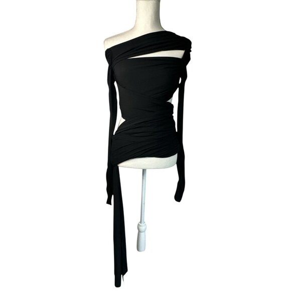 THE ATTICO Long Sleeve Top in Black 40 New Womens Cut outs Runway Blouse - Picture 4 of 16